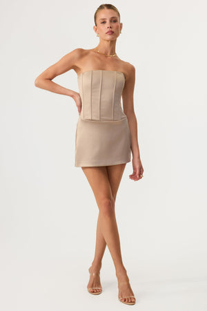 Allure Corset Mini Dress Sand - Eco-Certified