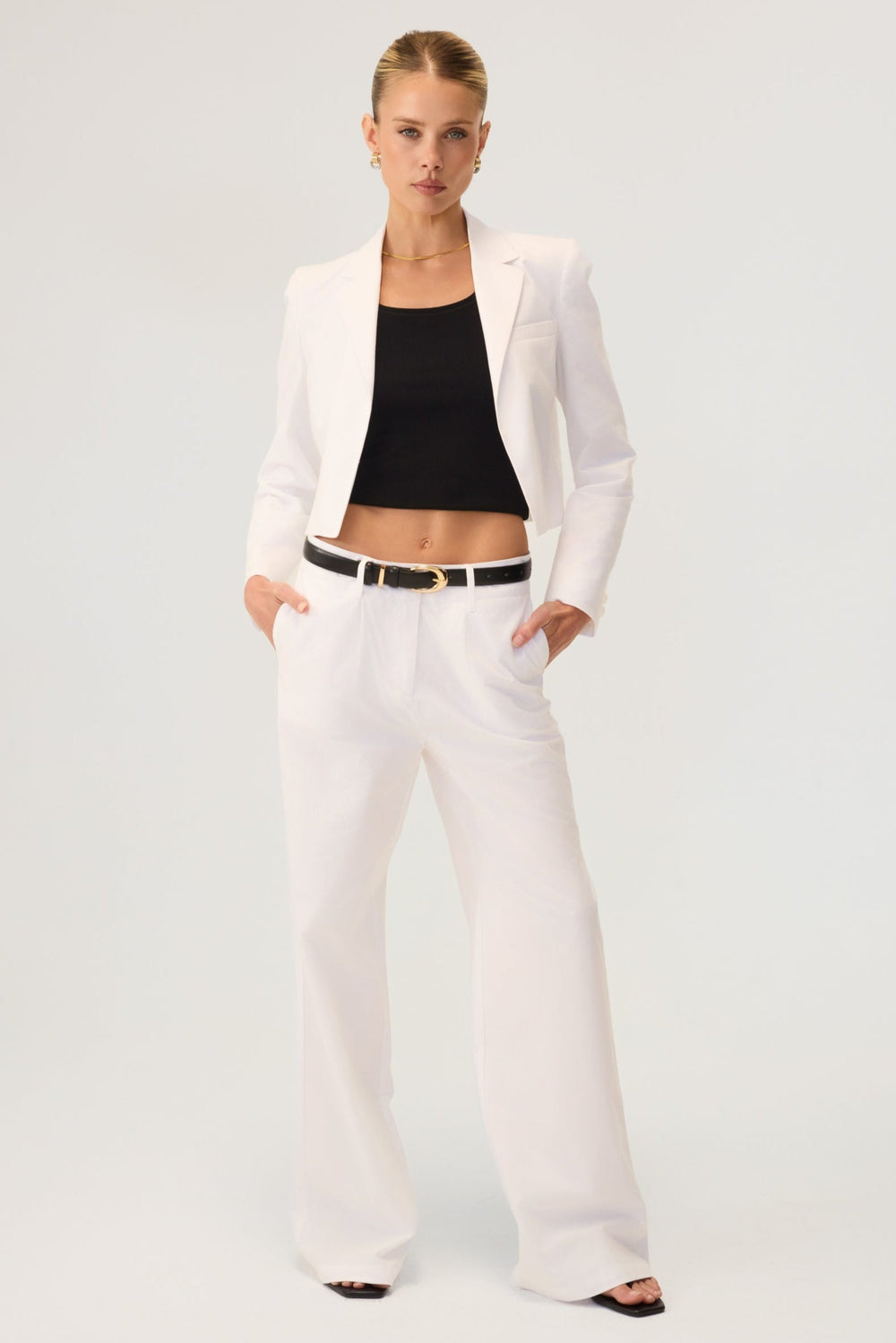 Capri Cropped Blazer White - Eco-Certified