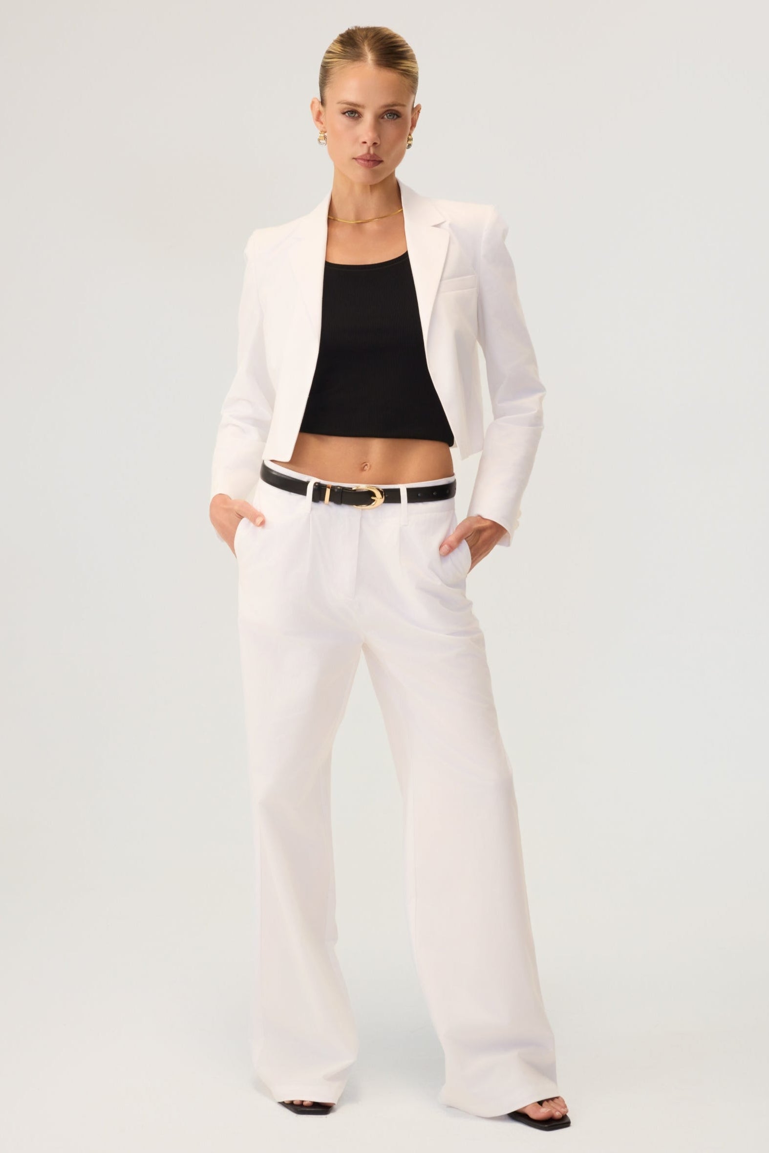 Capri Cropped Blazer White - Eco-Certified