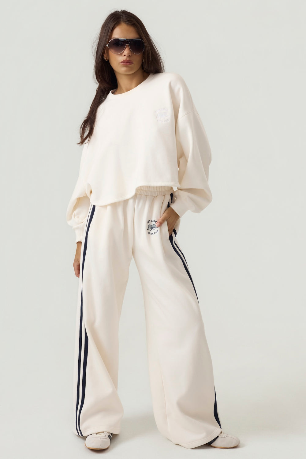 Melrose Social Club Cropped Sweatshirt Ivory Eco-Certified