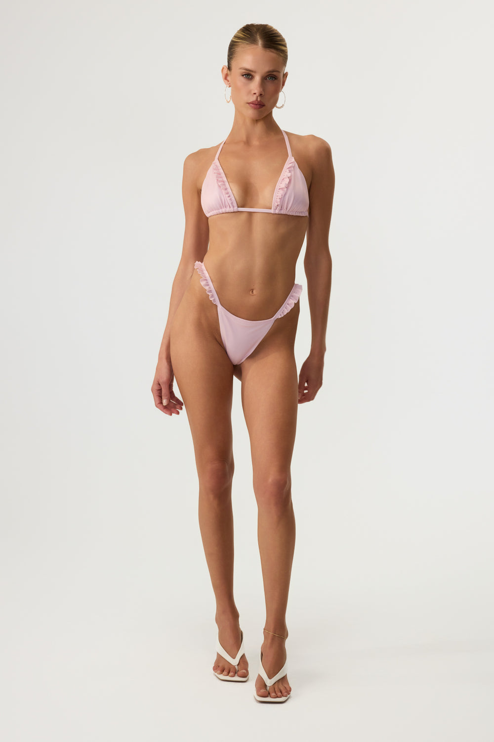 Athena Ruffle Bikini Top Pink