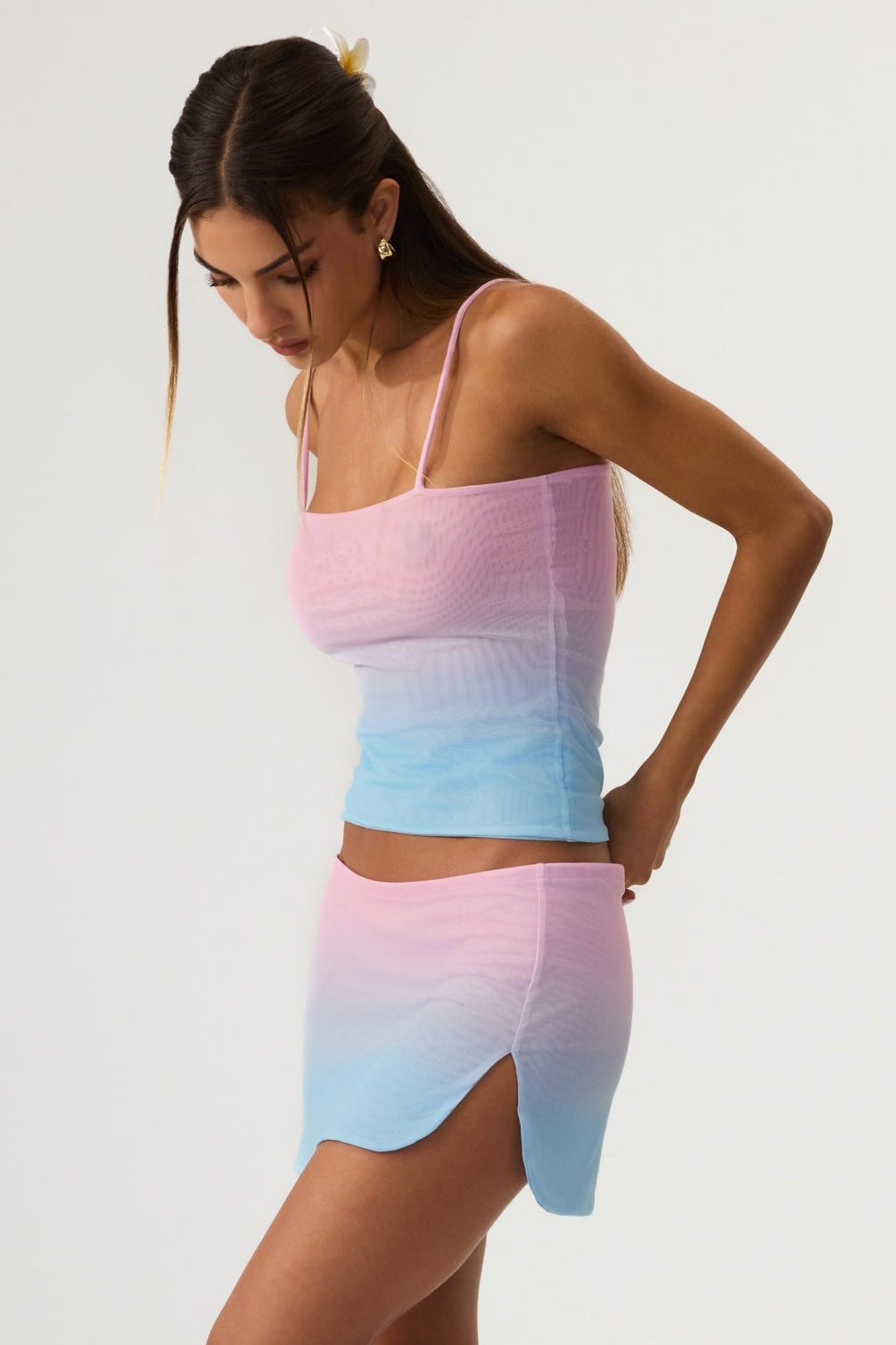 Del Mar Mesh Mini Skirt Blue Ombre - Eco-Certified