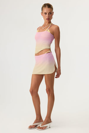 Del Mar Mesh Mini Skirt Yellow Ombre - Eco-Certified