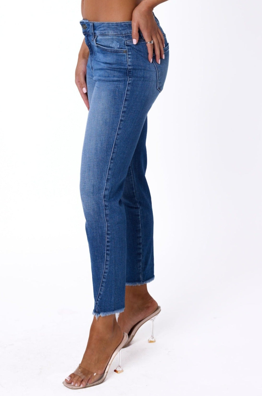 Kancan Denim Medium Wash Mid Rise Ankle Skinny Jeans