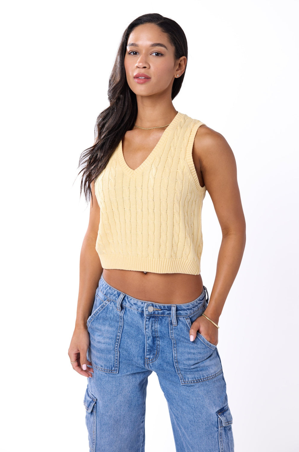 Tiani Cropped Sweater Vest