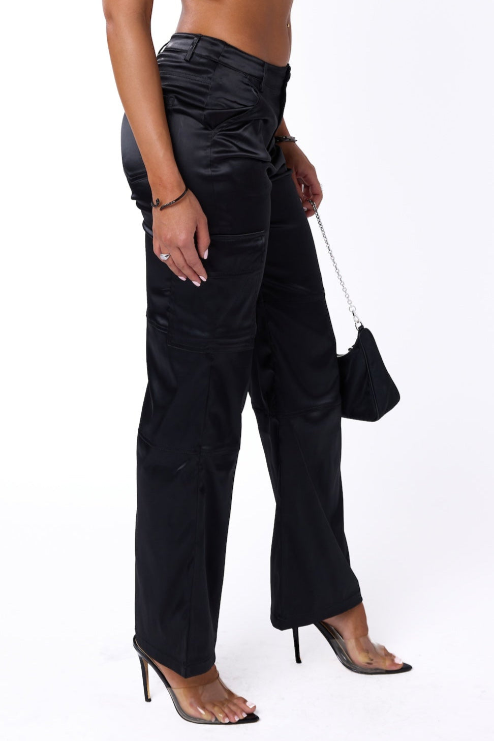 Spotlight Satin Cargo Pants Black