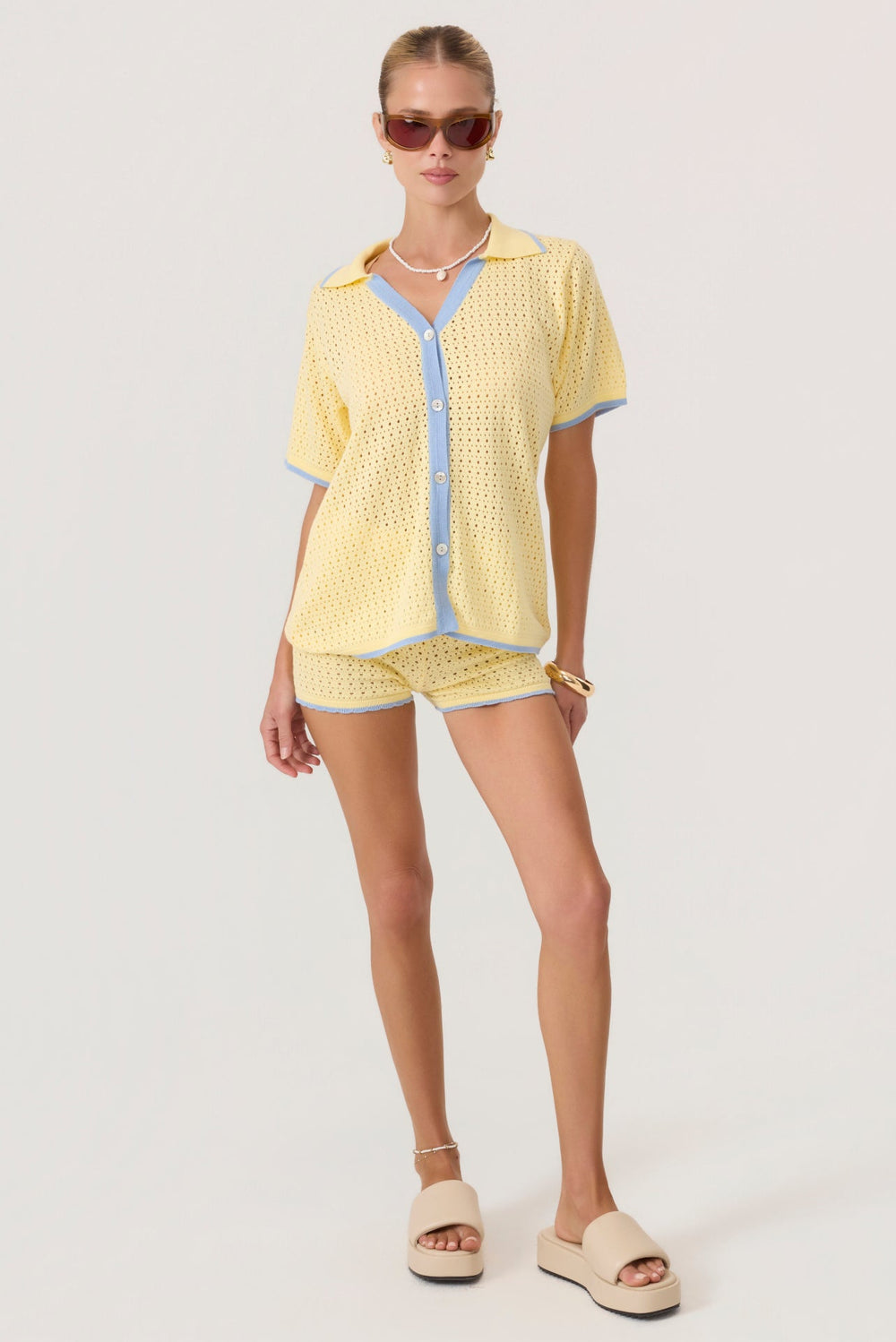Mykonos Knit Mini Shorts Butter Yellow - Eco-Certified
