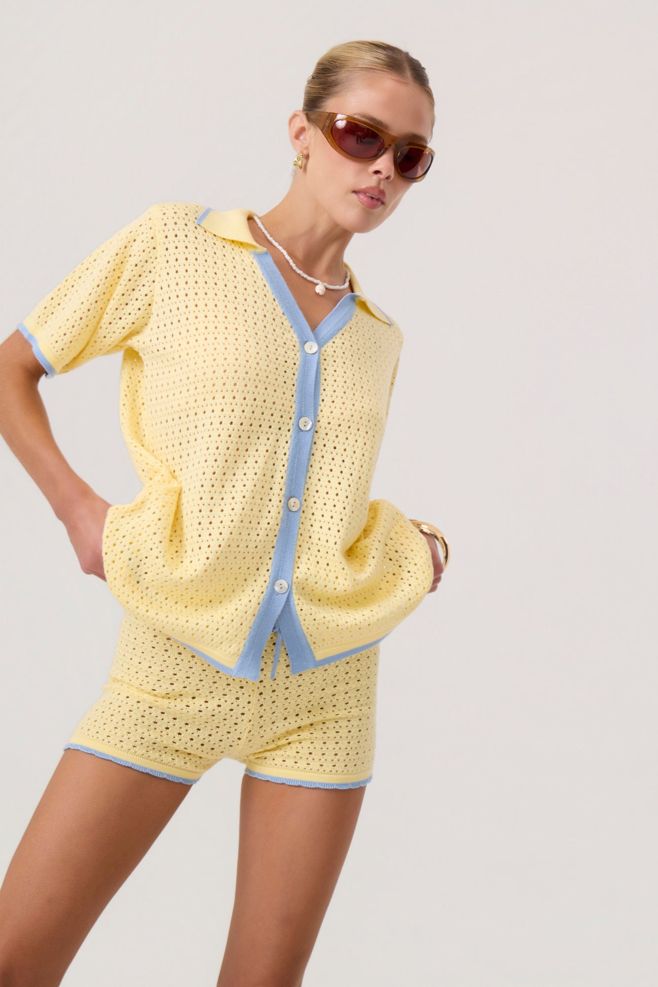 Mykonos Knit Mini Shorts Butter Yellow - Eco-Certified