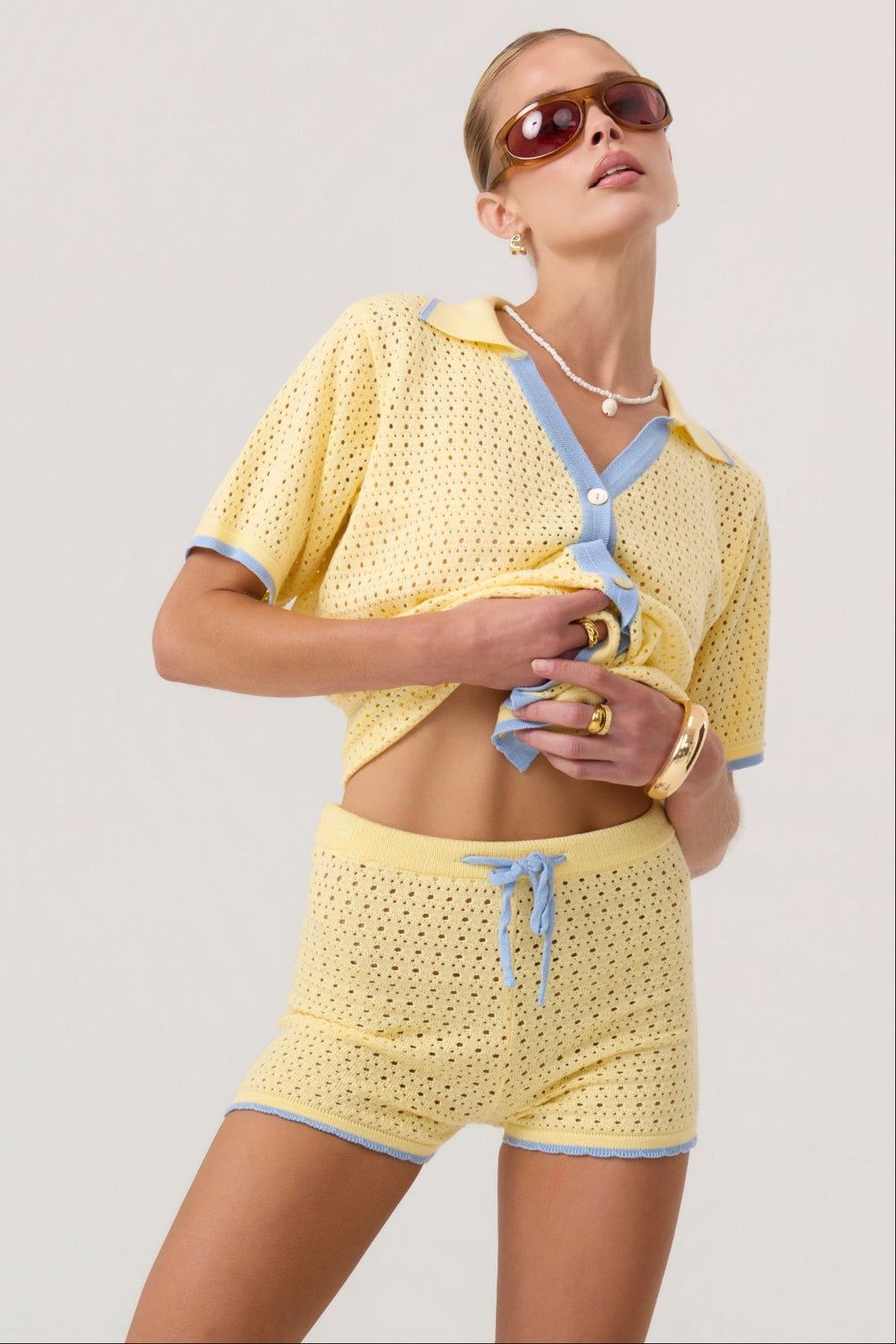Mykonos Knit Mini Shorts Butter Yellow - Eco-Certified
