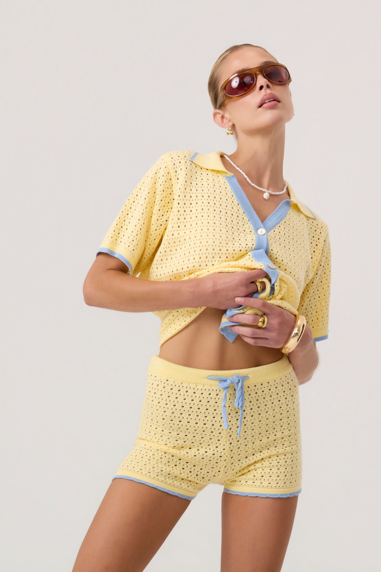 Mykonos Knit Mini Shorts Butter Yellow - Eco-Certified