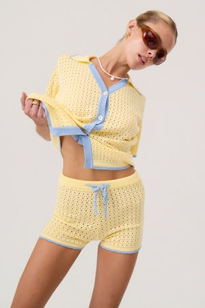 Mykonos Knit Mini Shorts Butter Yellow - Eco-Certified