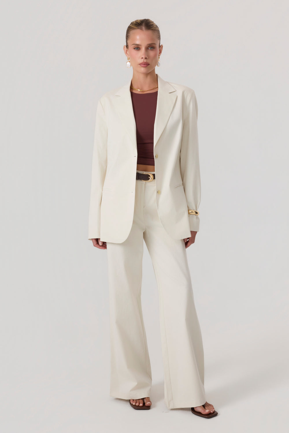 Milan Oversized Blazer Sand - Eco-Certified
