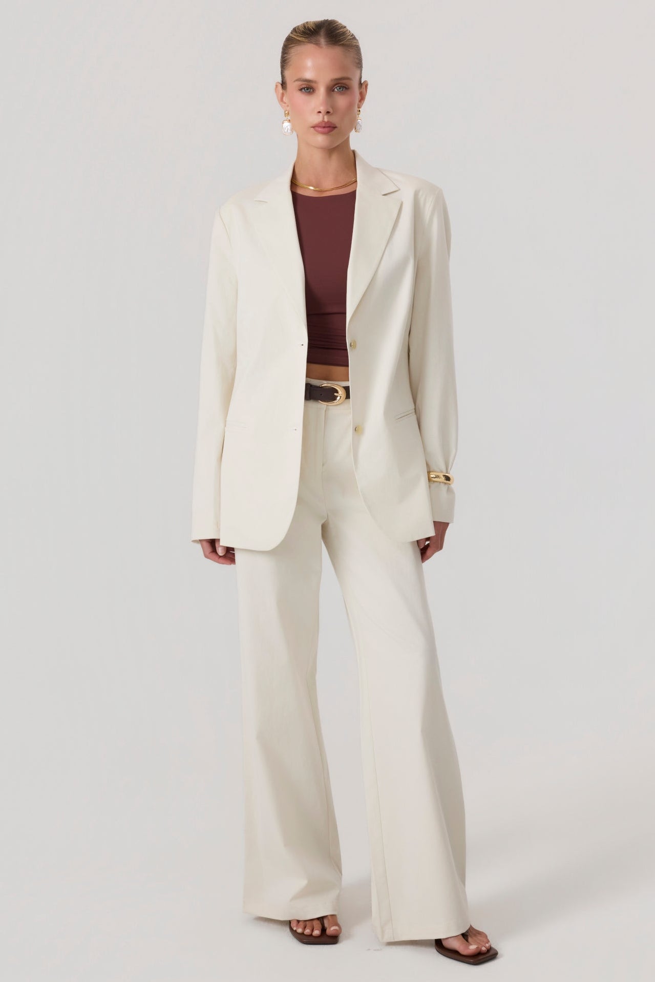 Milan Oversized Blazer Sand - Eco-Certified