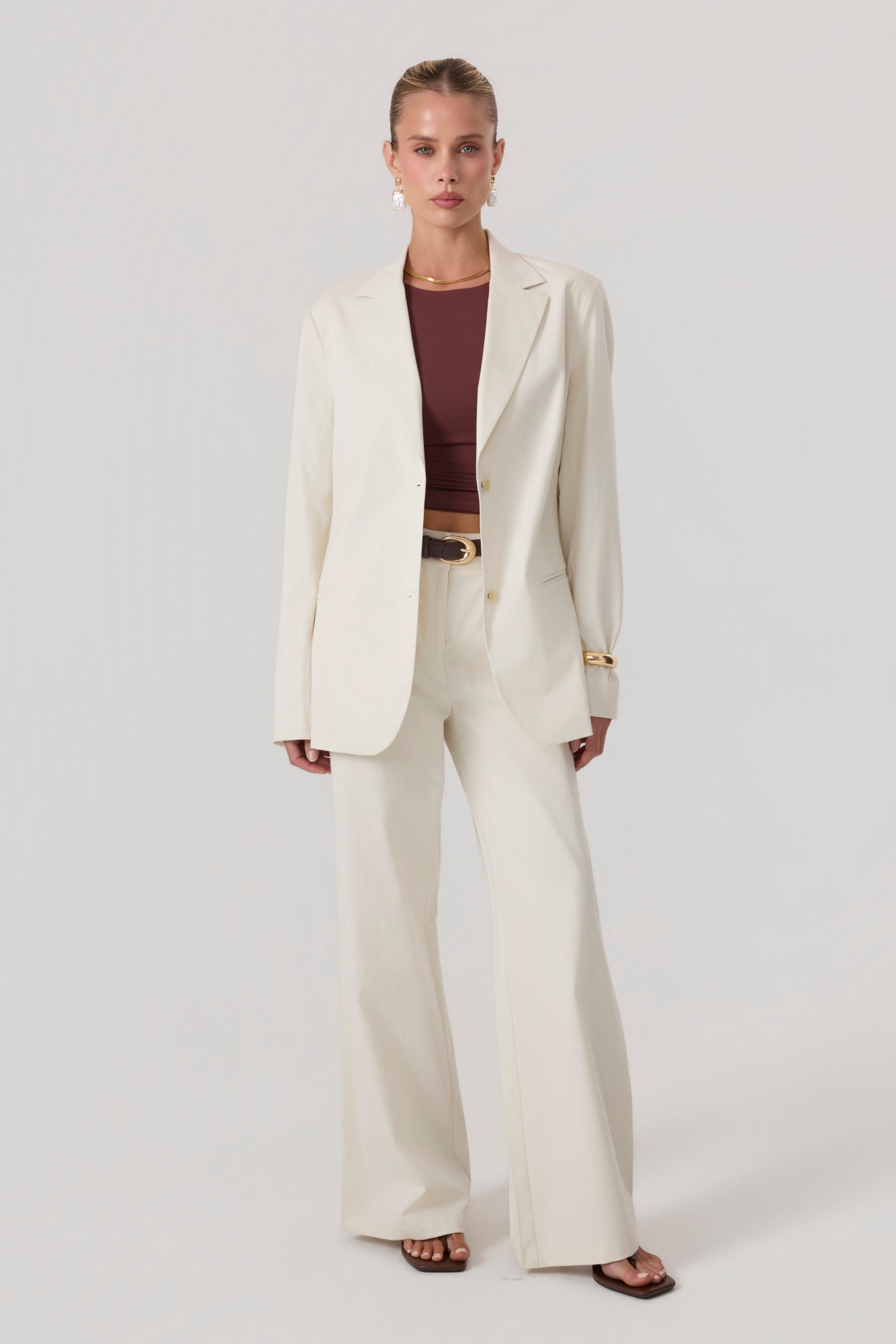 Milan Oversized Blazer Sand - Eco-Certified