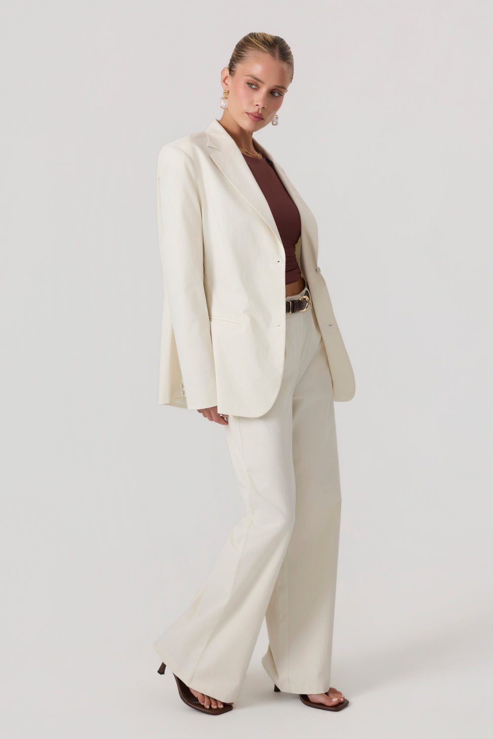 Milan Oversized Blazer Sand - Eco-Certified