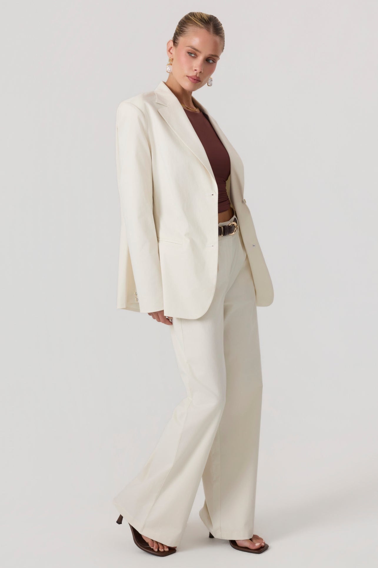 Milan Oversized Blazer Sand - Eco-Certified