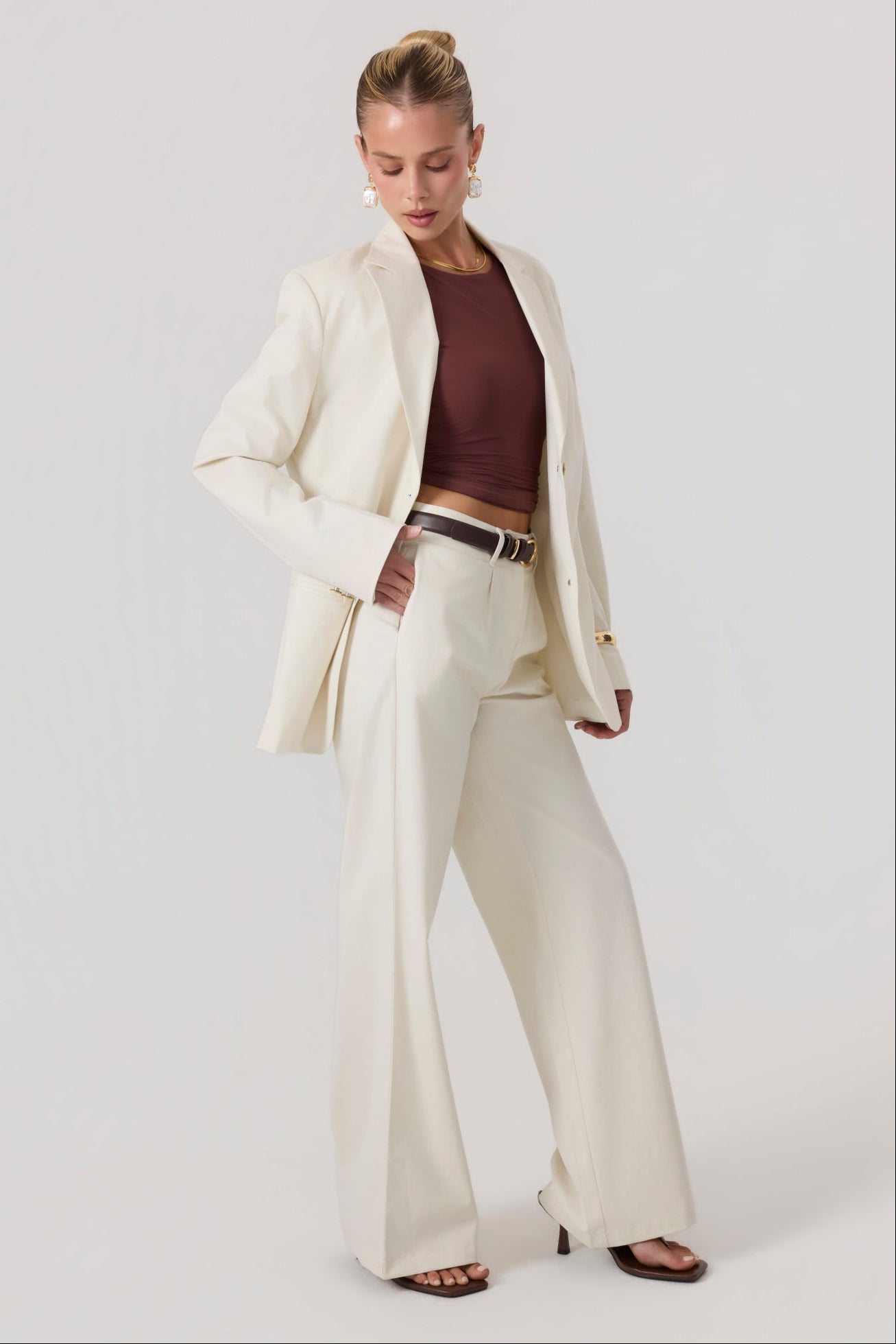 Milan Oversized Blazer Sand - Eco-Certified