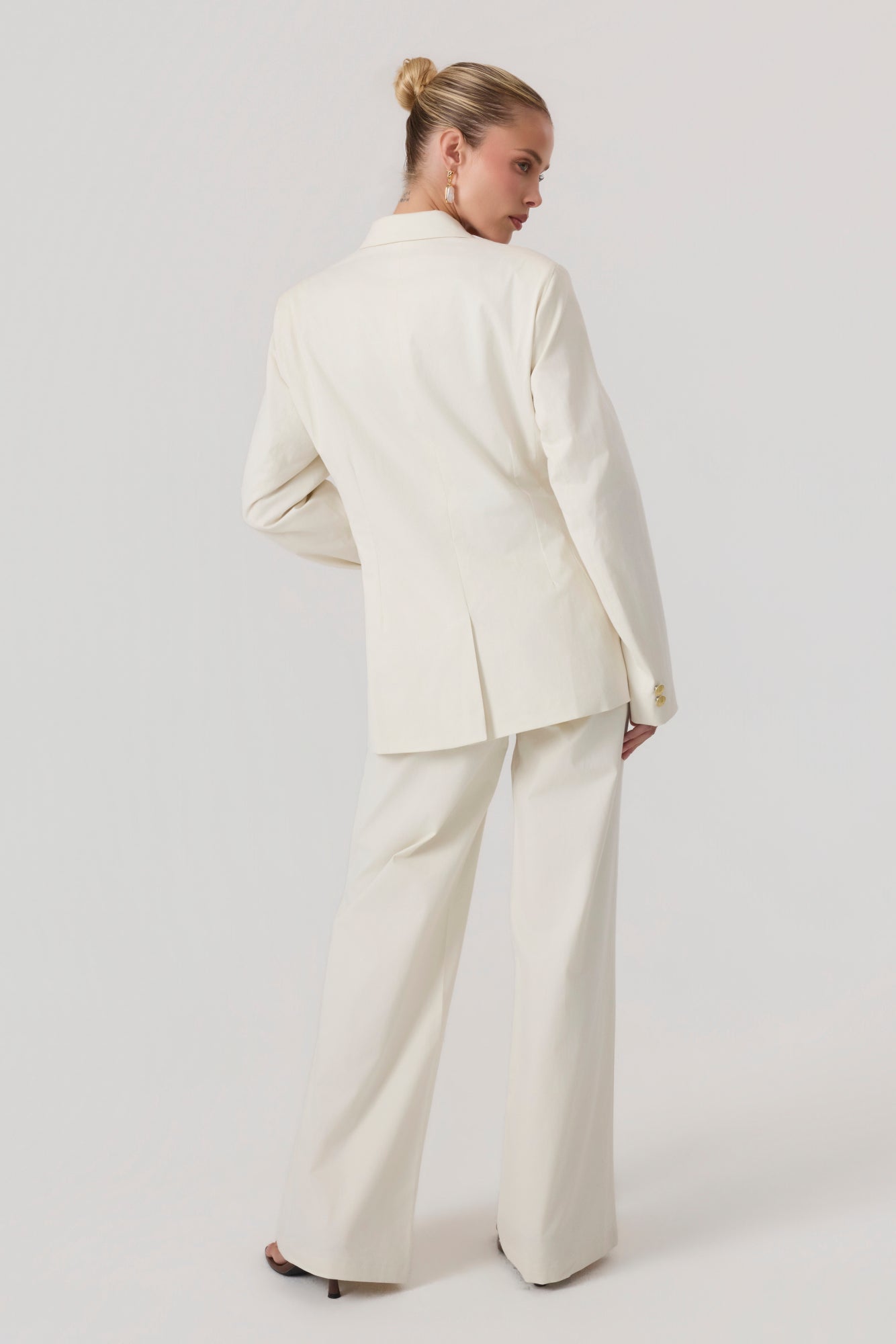 Milan Wide Leg Trousers Sand - Eco-Certified