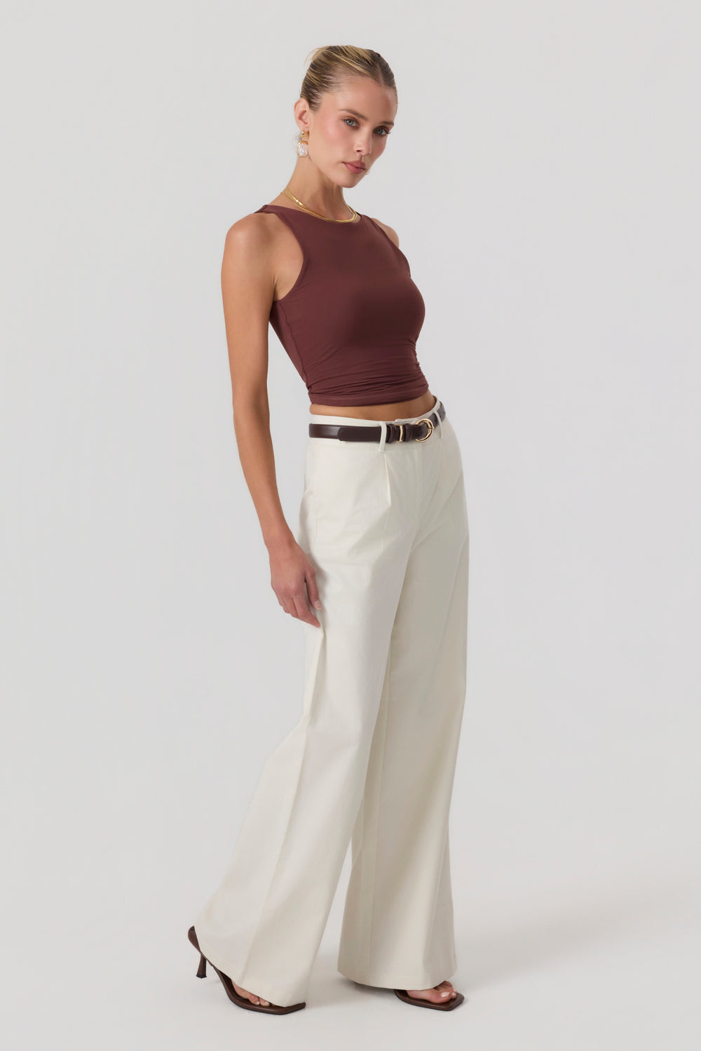 Milan Wide Leg Trousers Sand - Eco-Certified