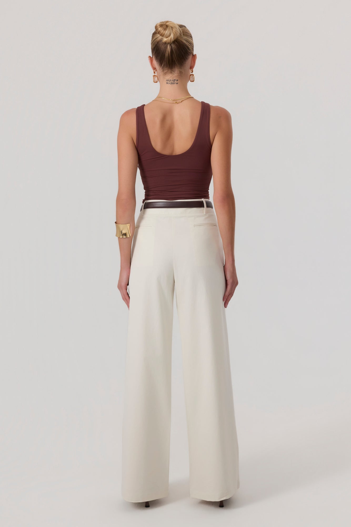 Milan Wide Leg Trousers Sand - Eco-Certified