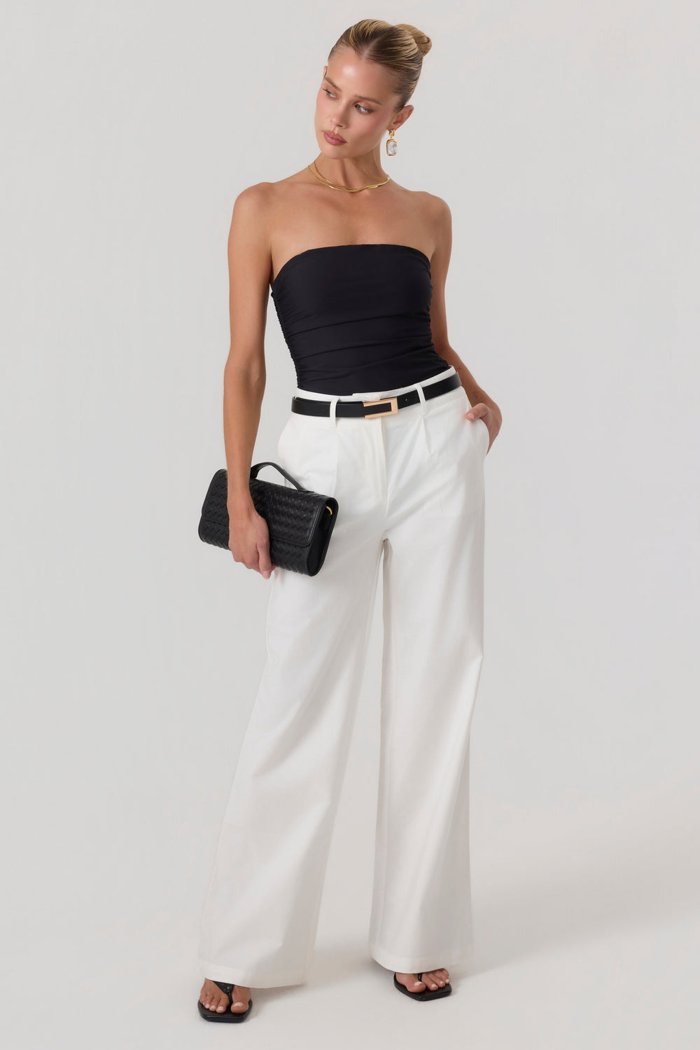 Milan Wide Leg Trousers White - Eco-Certified