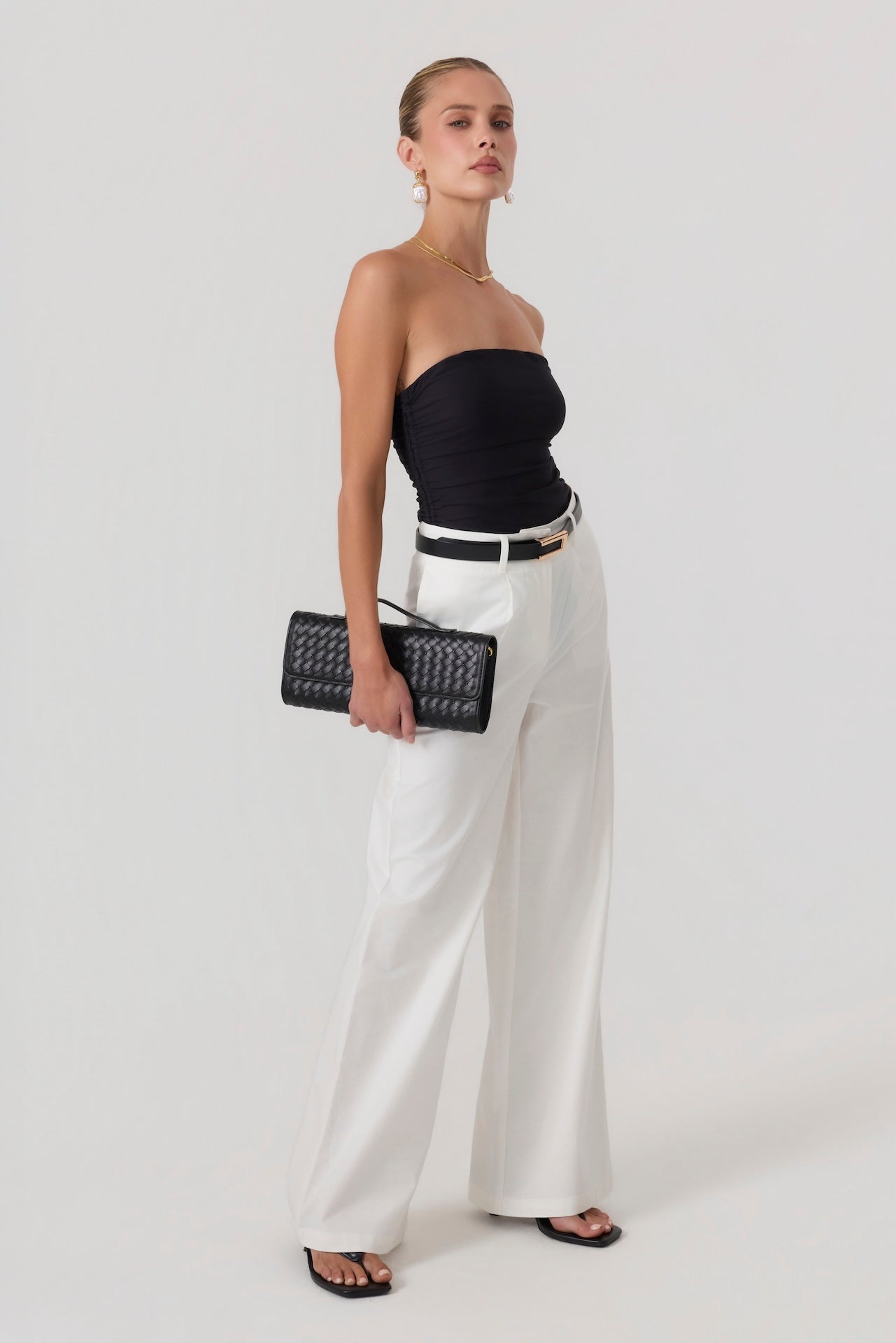Milan Wide Leg Trousers White - Eco-Certified