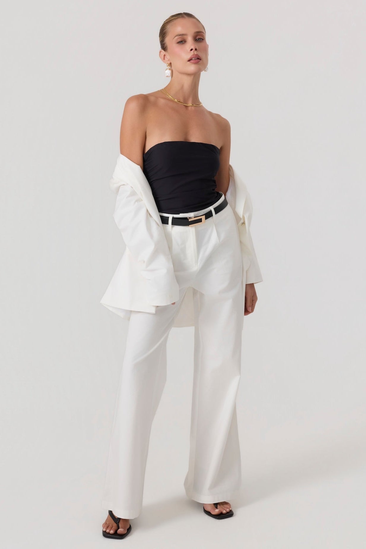 Milan Wide Leg Trousers White - Eco-Certified