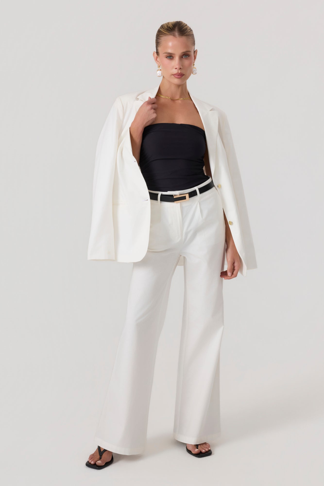 Milan Oversized Blazer White - Eco-Certified