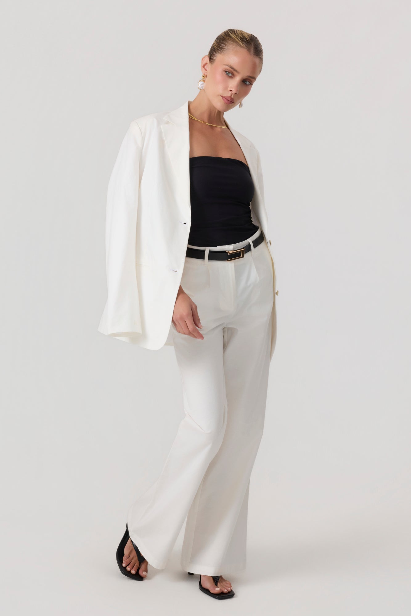 Milan Oversized Blazer White - Eco-Certified