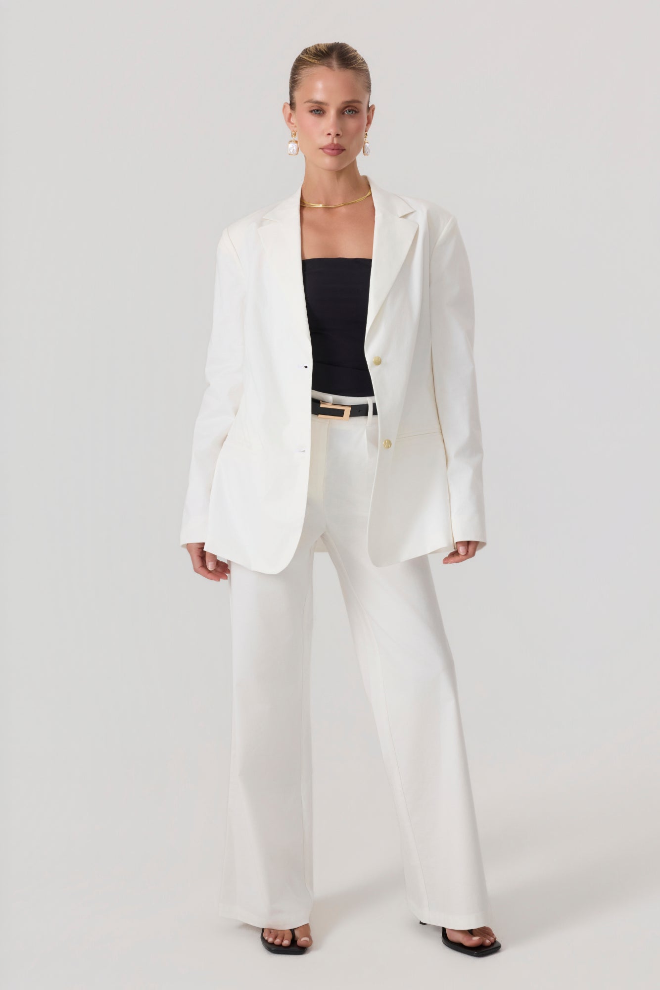 Milan Oversized Blazer White - Eco-Certified