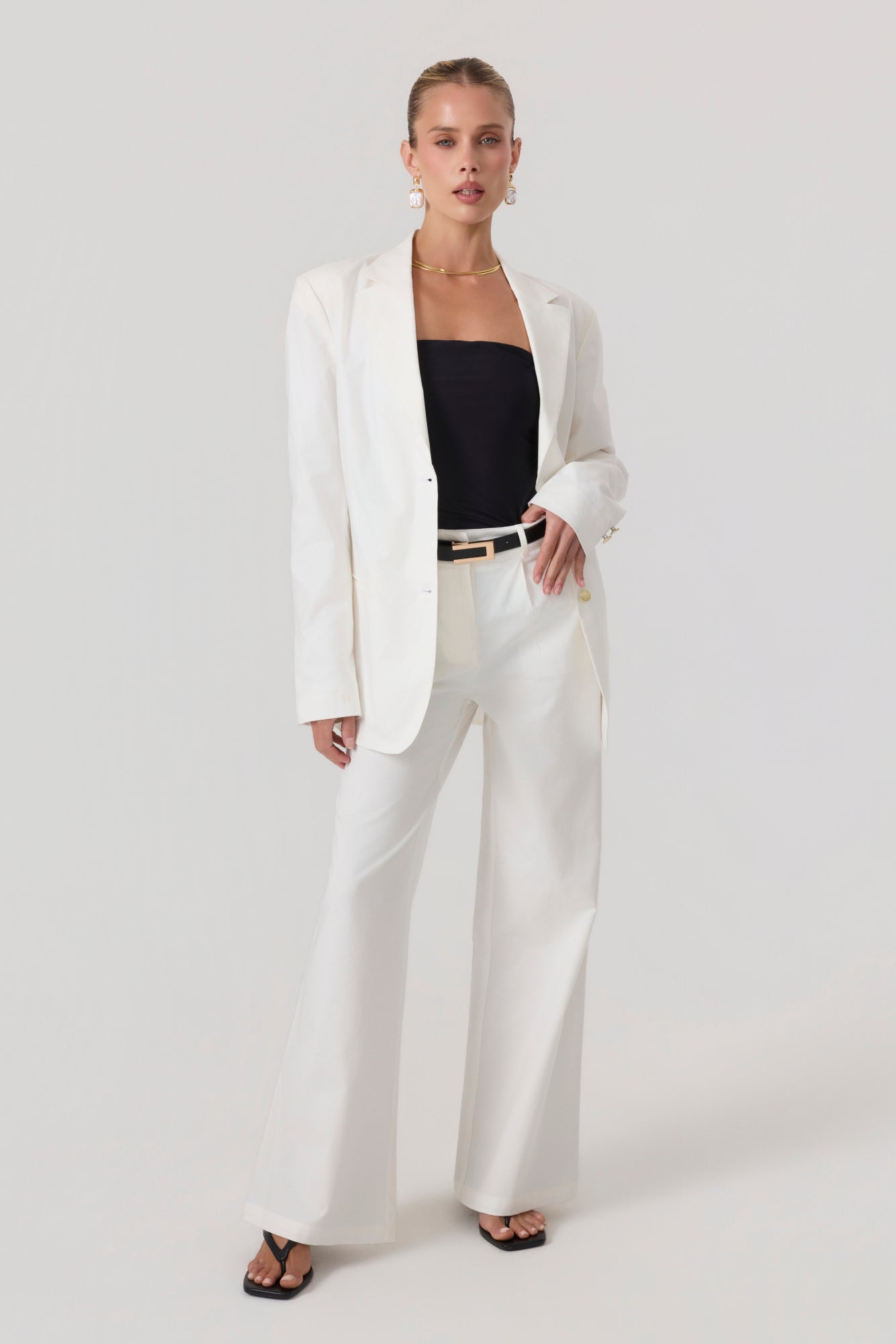 Milan Oversized Blazer White - Eco-Certified