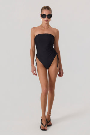 Pacifica One Piece Tube Top Swimsuit Black - Eco-Certified