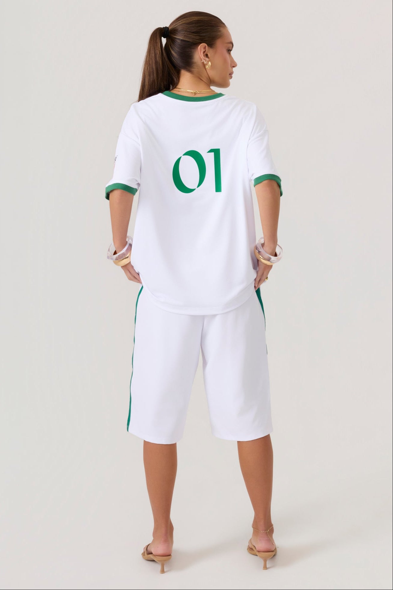 HYPEACH Cropped Track Pants White Green - Eco-Certified
