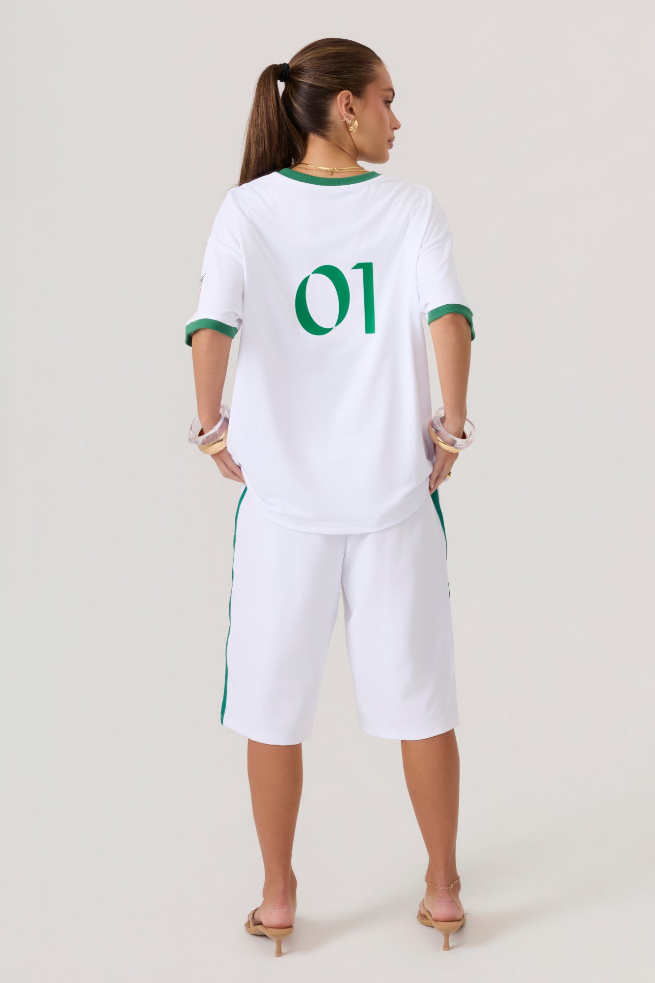 Melrose Social Club Capri Track Pants White Green