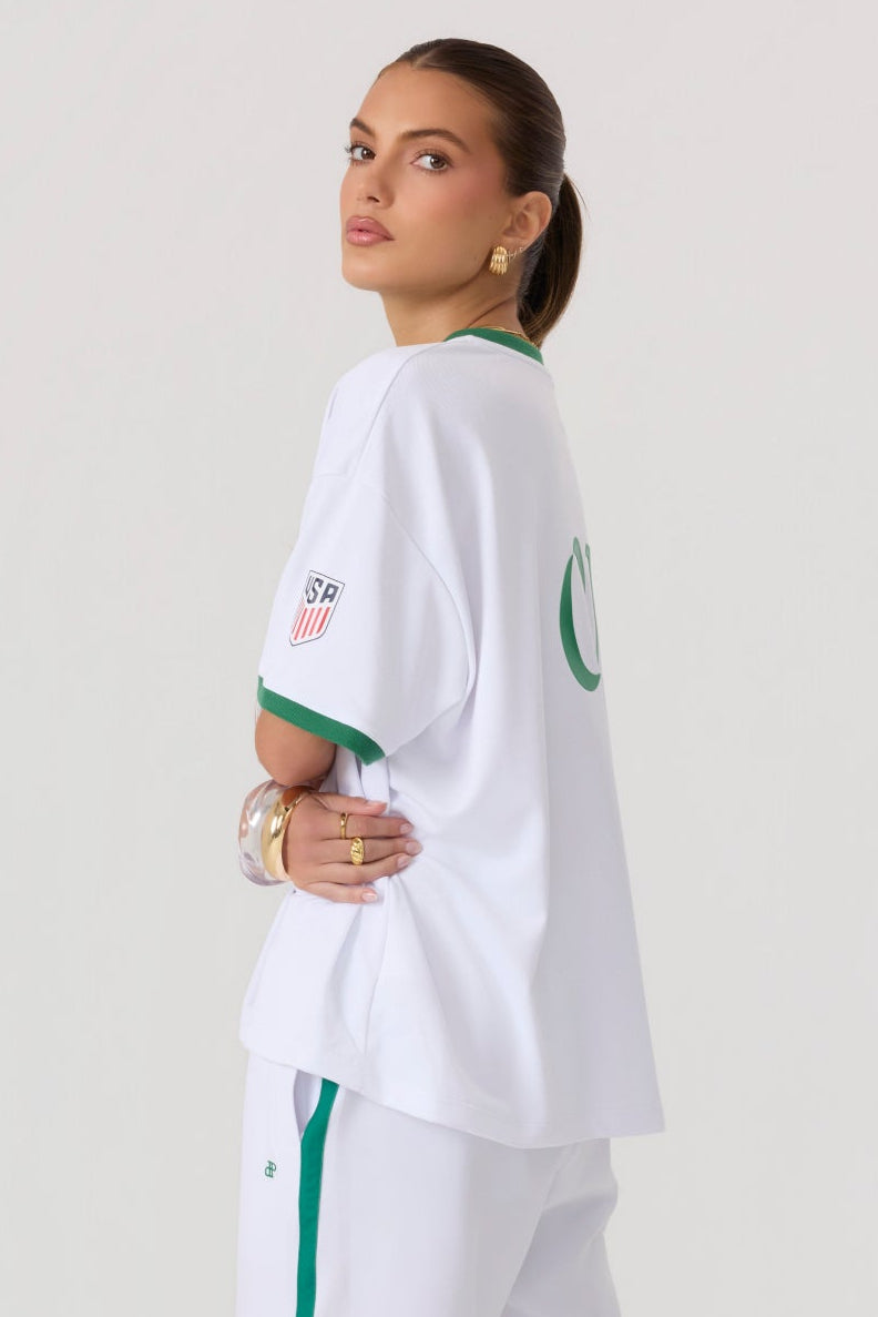 Rugby Jersey Top White Green - Eco-Certified