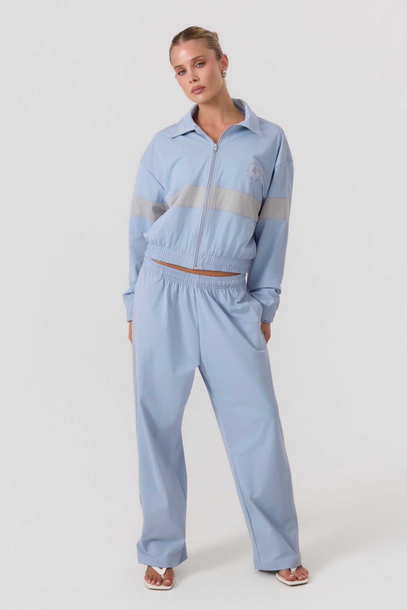 Melrose Social Club Track Pants Sky Blue - Eco-Certified