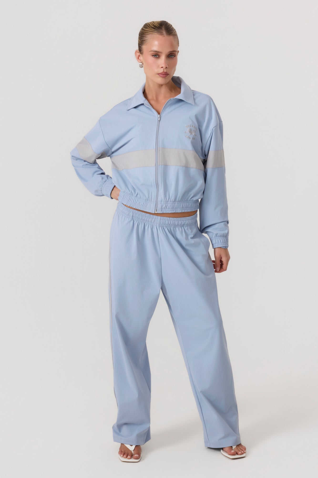 Melrose Social Club Track Pants Sky Blue - Eco-Certified