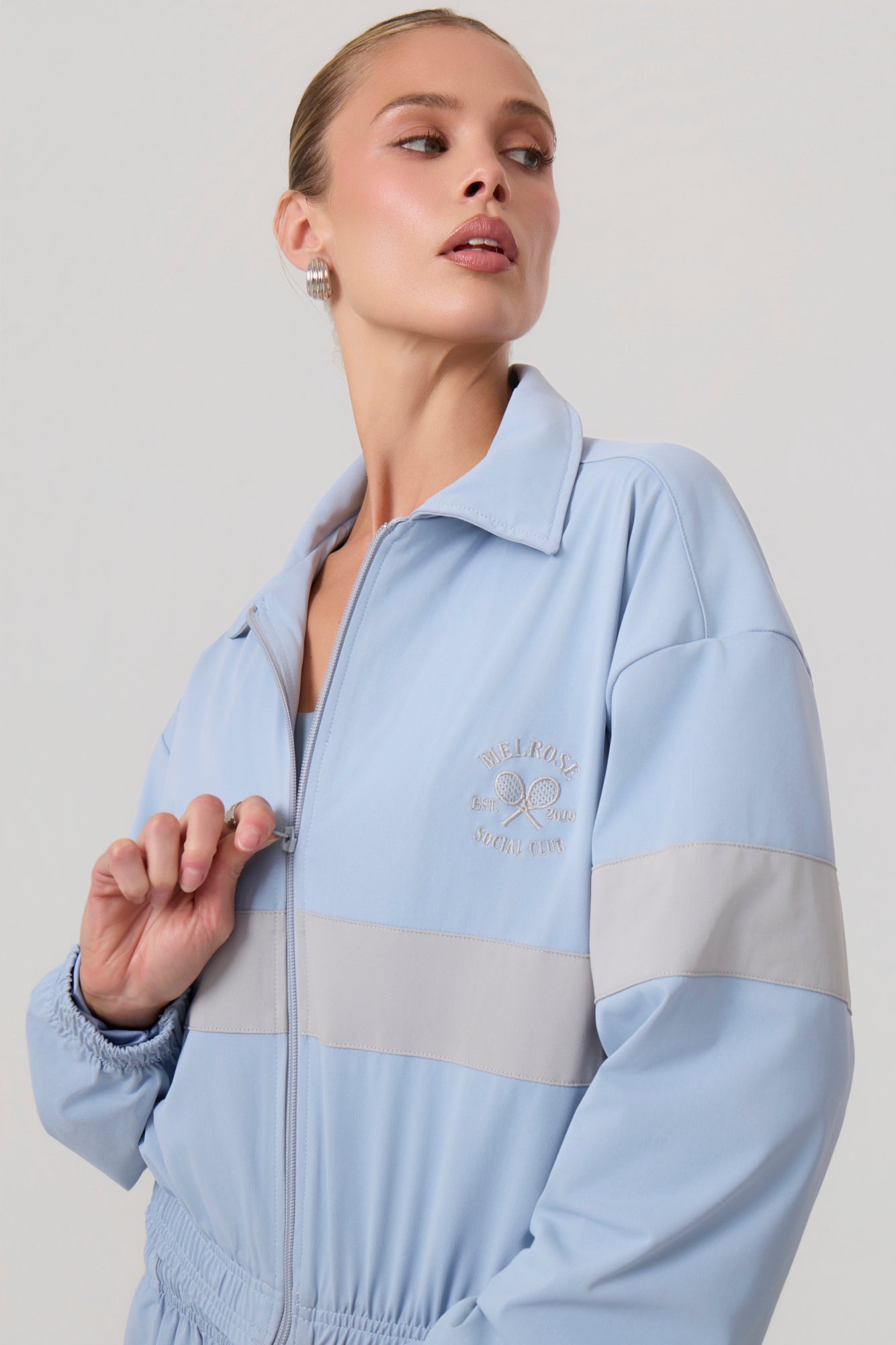 Melrose Social Club Track Jacket Sky Blue - Eco-Certified