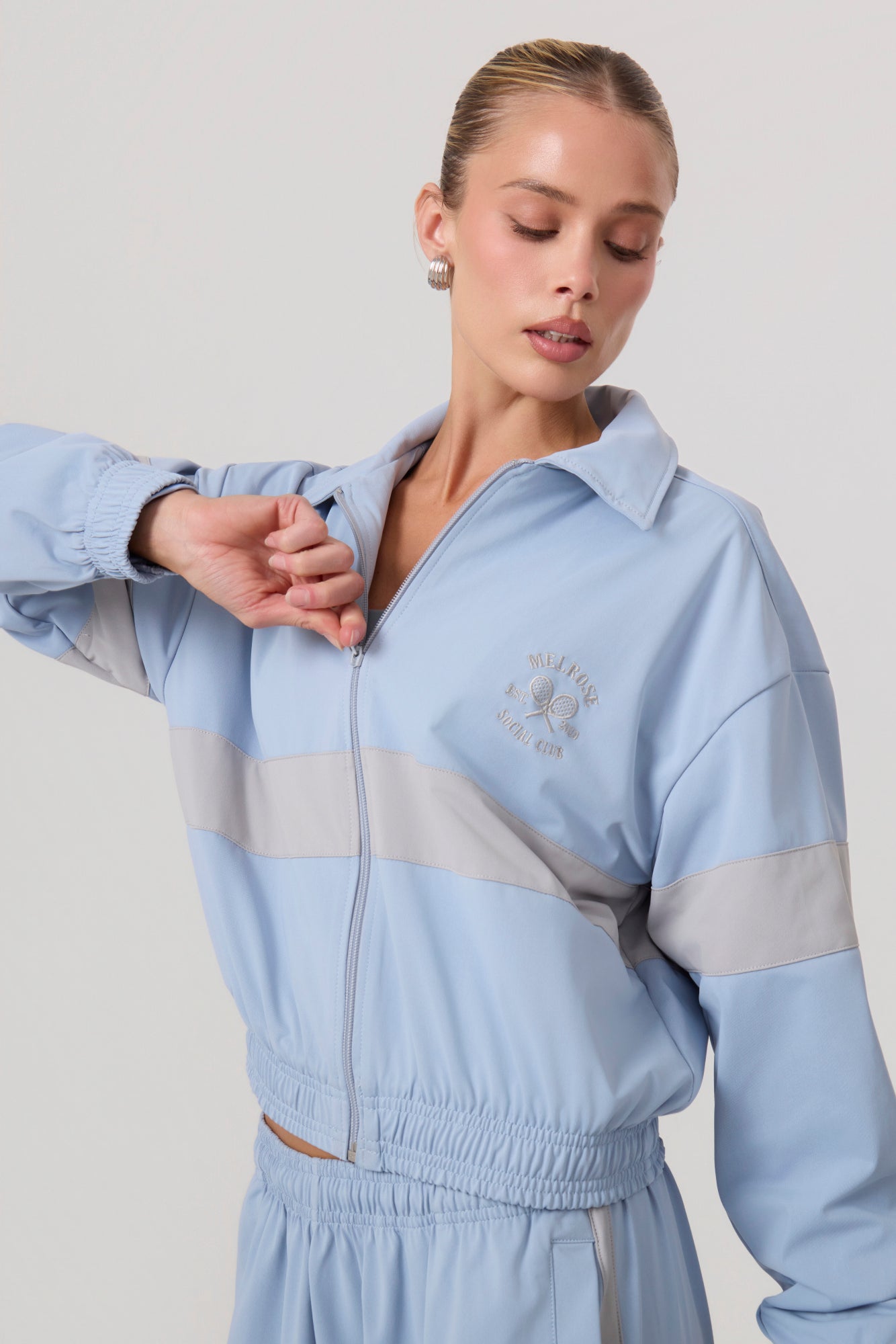 Melrose Social Club Track Jacket Sky Blue - Eco-Certified