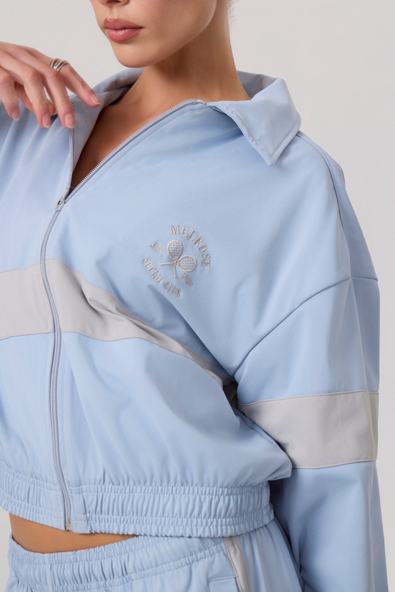 Melrose Social Club Track Jacket Sky Blue - Eco-Certified