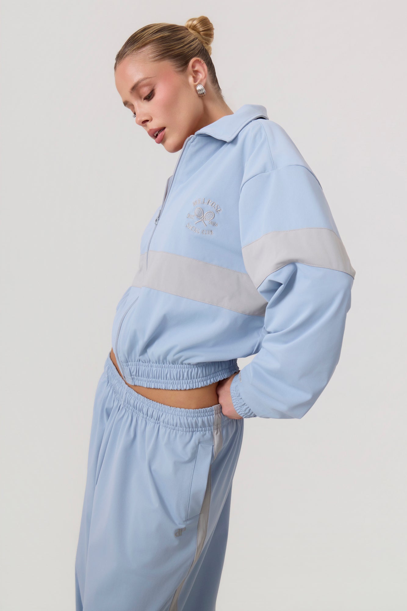 Melrose Social Club Track Pants Sky Blue - Eco-Certified
