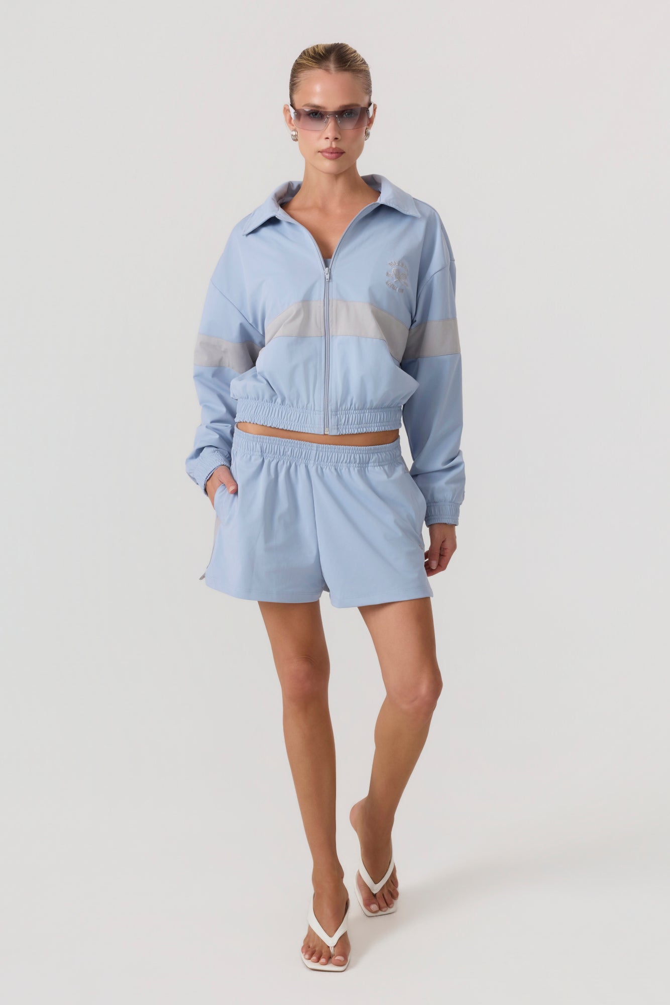 Melrose Social Club Track Jacket Sky Blue - Eco-Certified