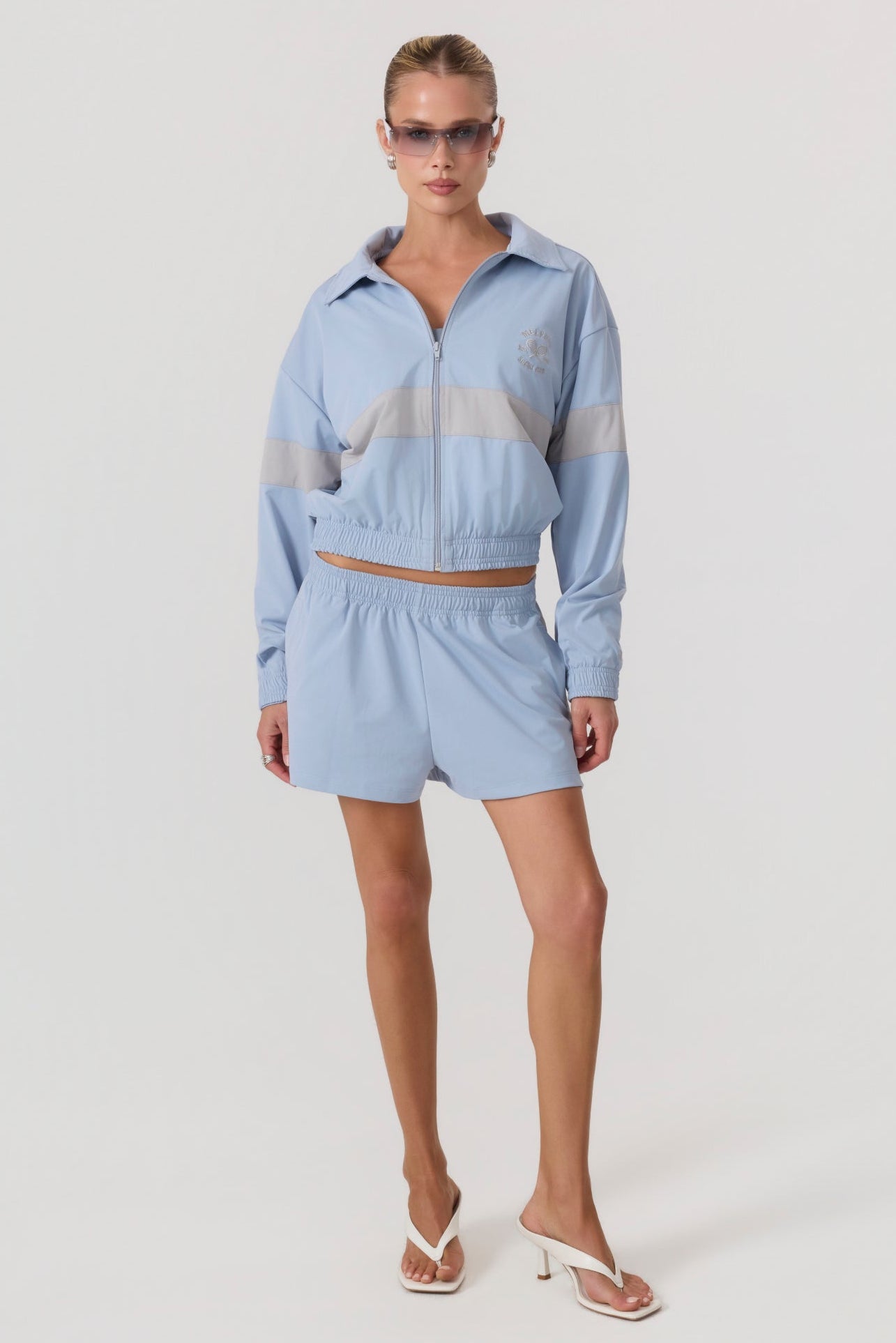 Melrose Social Club Track Shorts Sky Blue - Eco-Certified