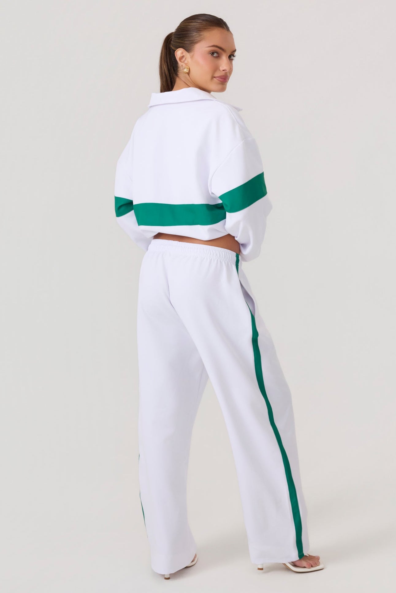 Melrose Social Club Track Pants White Green - Eco-Certified