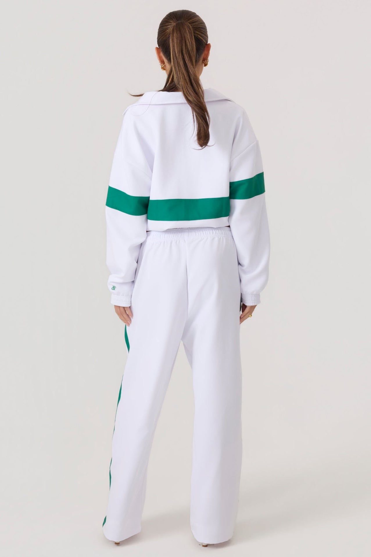 Melrose Social Club Track Pants White Green - Eco-Certified