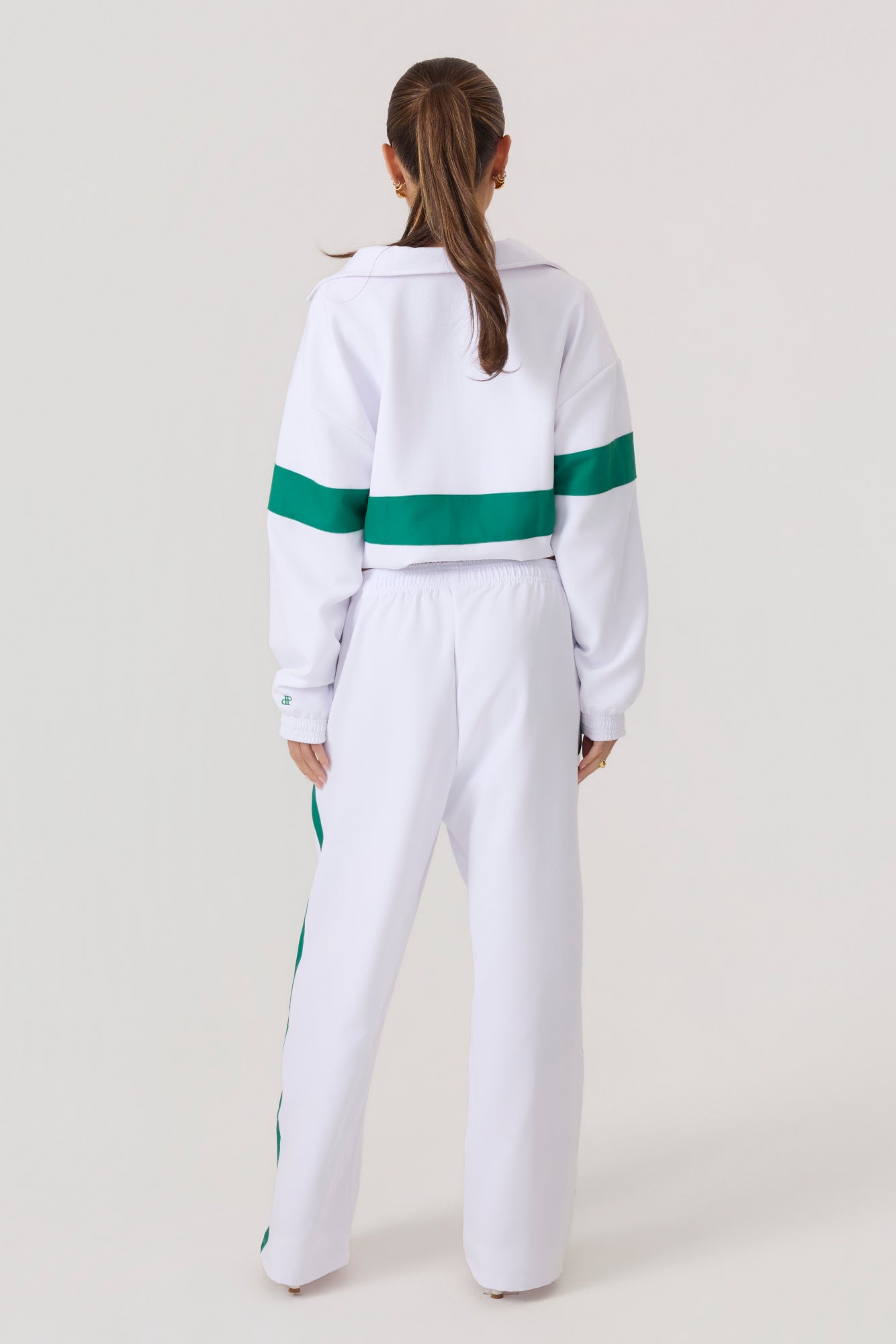 Melrose Social Club Track Jacket White Green - Eco-Certified