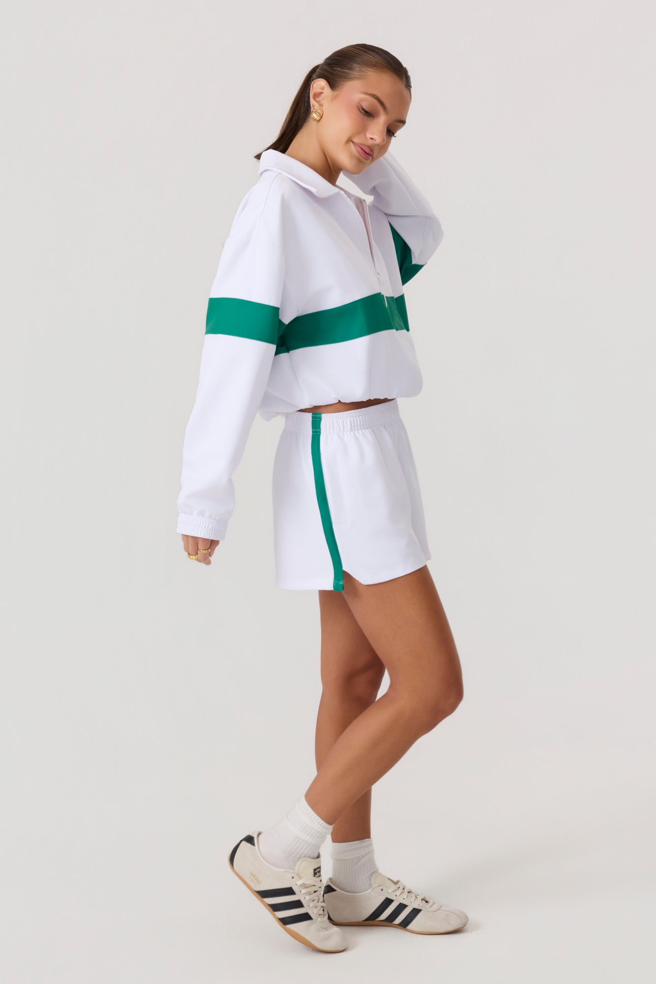 Melrose Social Club Track Jacket White Green - Eco-Certified