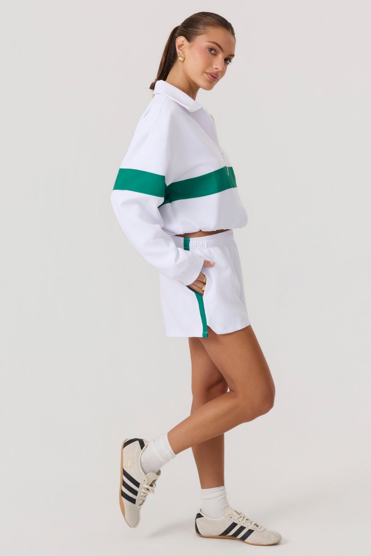 Melrose Social Club Track Jacket White Green - Eco-Certified