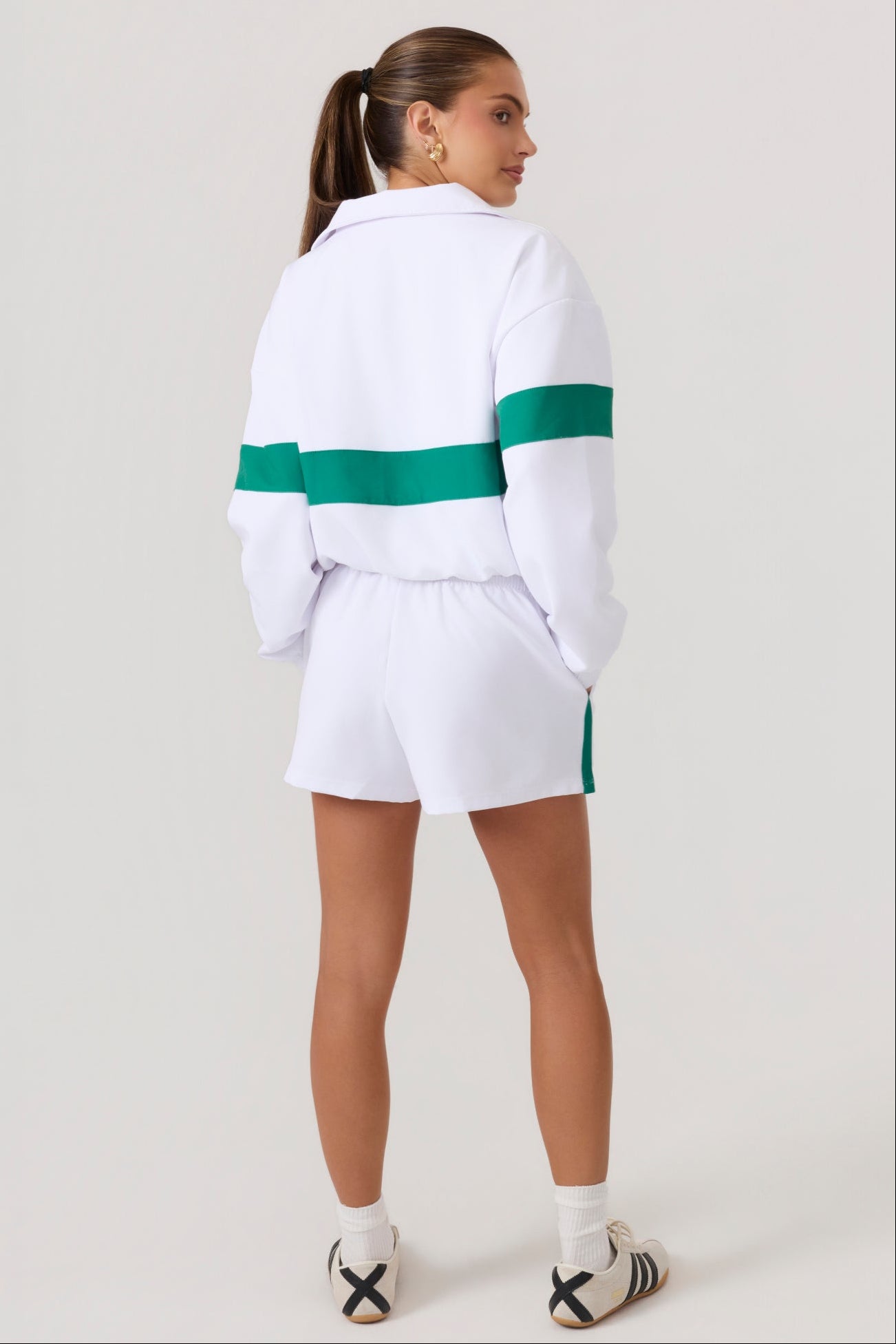 Melrose Social Club Track Jacket White Green - Eco-Certified