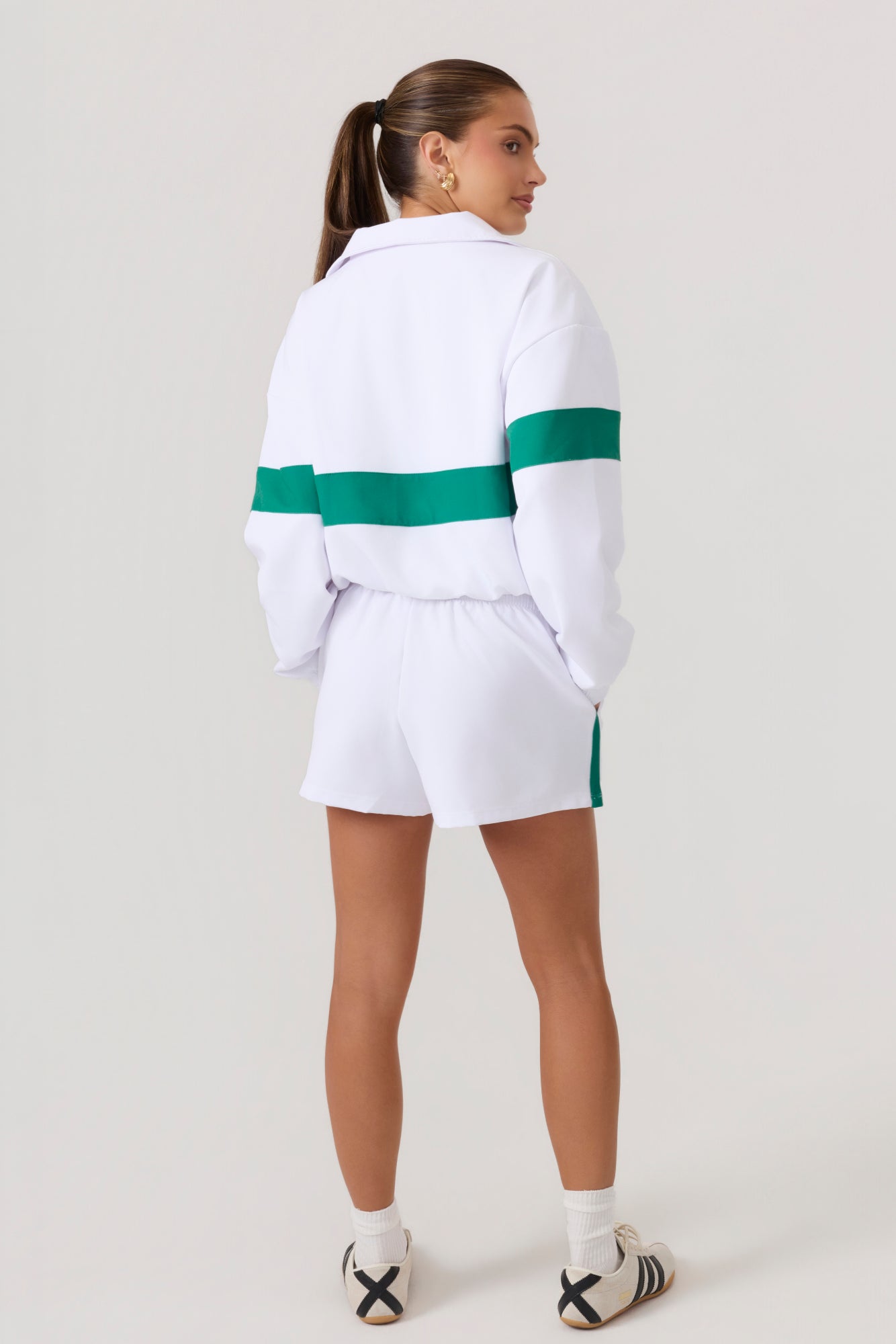 Melrose Social Club Track Jacket White Green - Eco-Certified